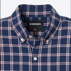 Bonobos ink blue plaid button down shirt medium regular tailored fit
